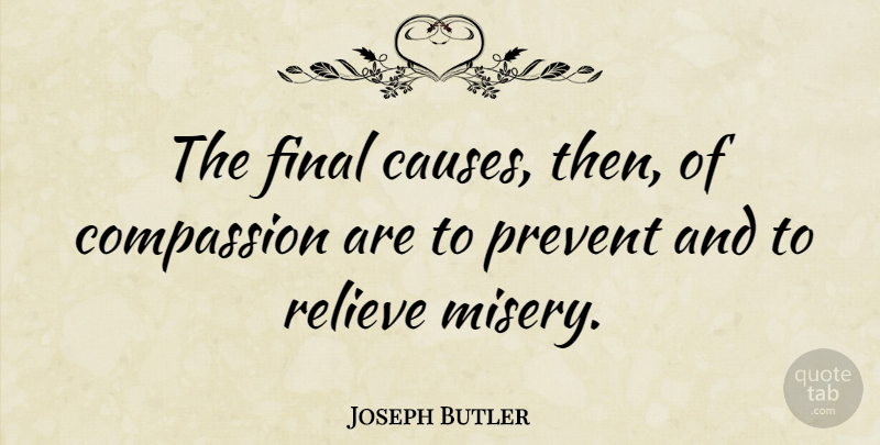 Joseph Butler Quote About Final, Prevent, Relieve: The Final Causes Then Of...