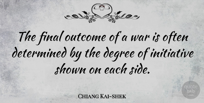 Chiang Kai-shek Quote About Degree, Final, Outcome, Shown, War: The Final Outcome Of A...