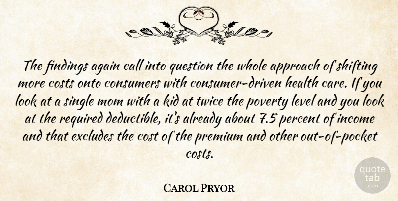 Carol Pryor Quote About Again, Approach, Call, Consumers, Costs: The Findings Again Call Into...