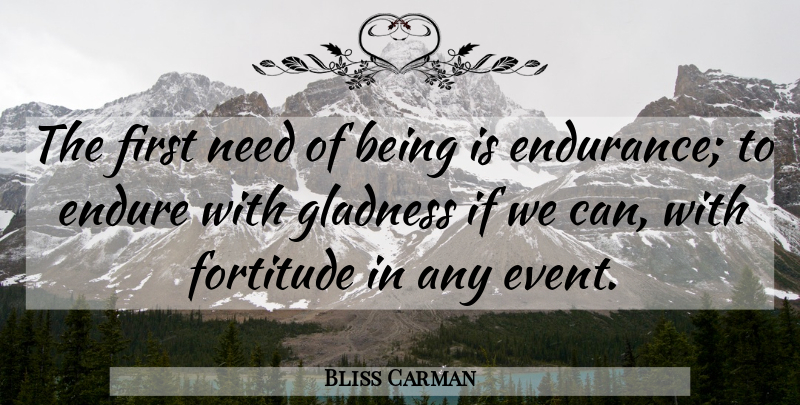 Bliss Carman Quote About Endurance, Firsts, Events: The First Need Of Being...