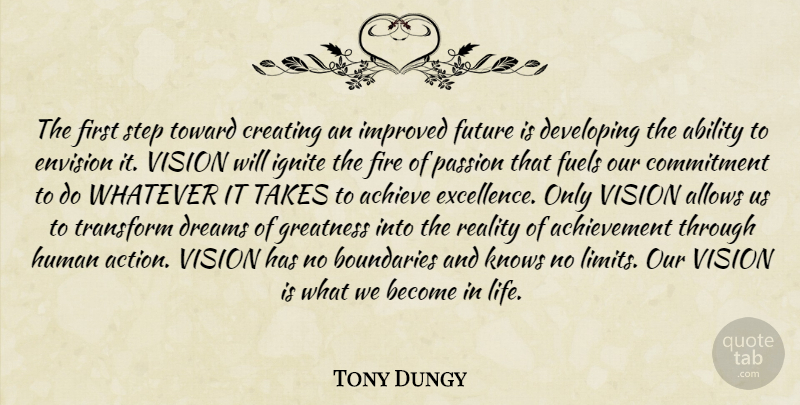Tony Dungy Quote About Dream, Commitment, Passion: The First Step Toward Creating...