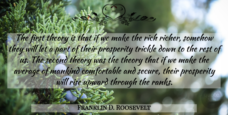 Franklin D. Roosevelt Quote About Average, Firsts, Rich: The First Theory Is That...