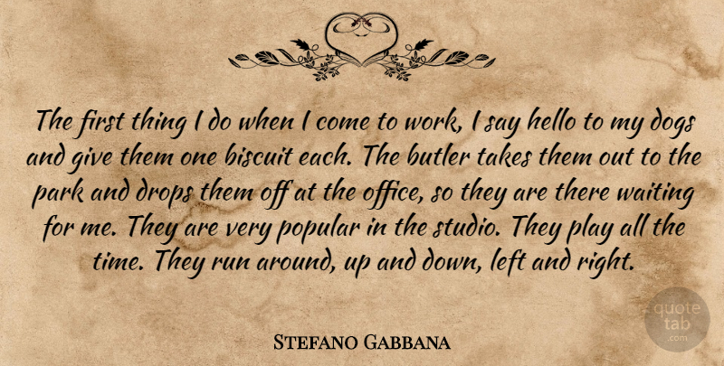 Stefano Gabbana Quote About Butler, Dogs, Drops, Hello, Left: The First Thing I Do...