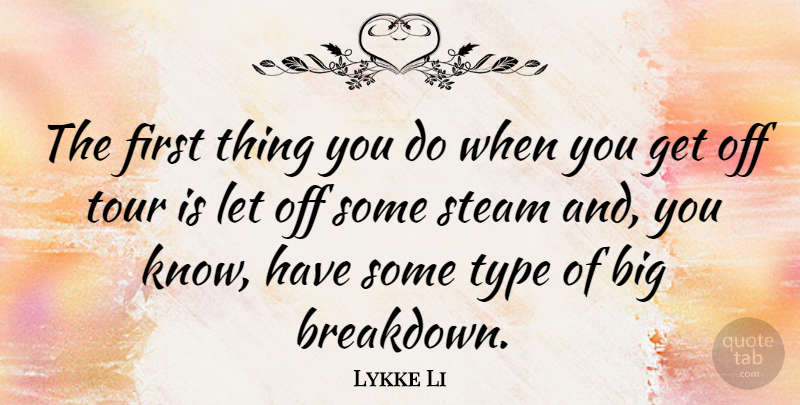 Lykke Li Quote About Type: The First Thing You Do...