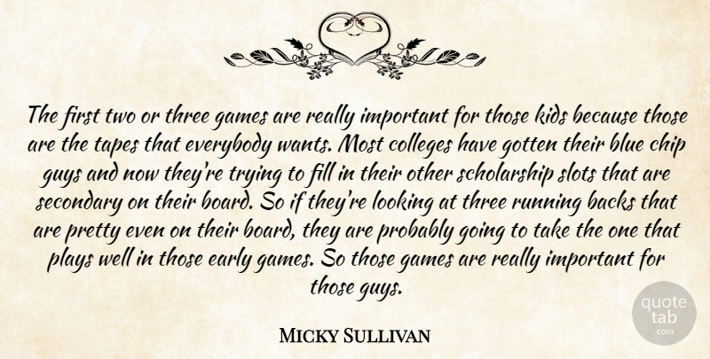 Micky Sullivan Quote About Backs, Blue, Chip, Colleges, Early: The First Two Or Three...