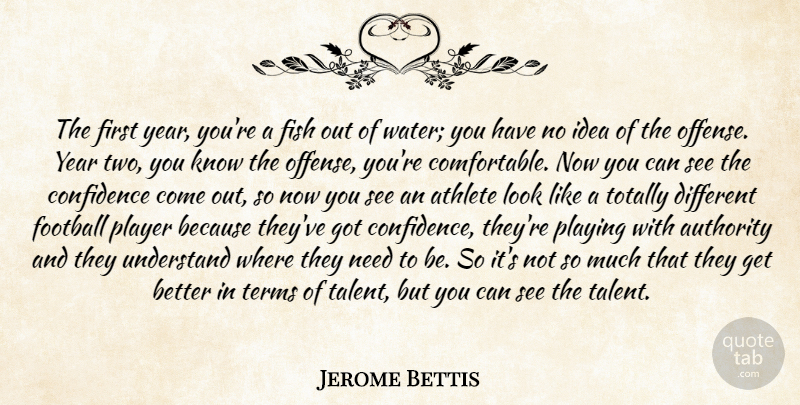 Jerome Bettis Quote About Athlete, Authority, Confidence, Fish, Football: The First Year Youre A...
