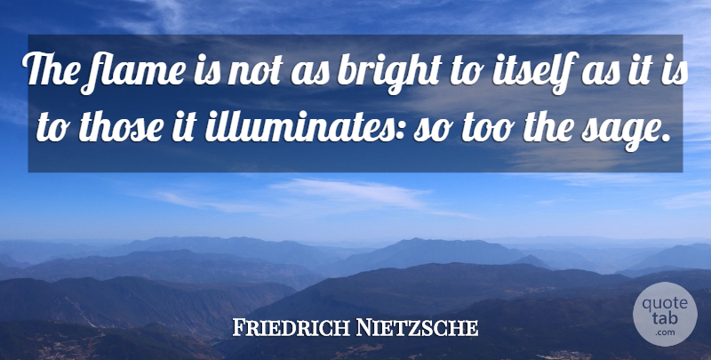 Friedrich Nietzsche Quote About Wisdom, Flames, Sage: The Flame Is Not As...