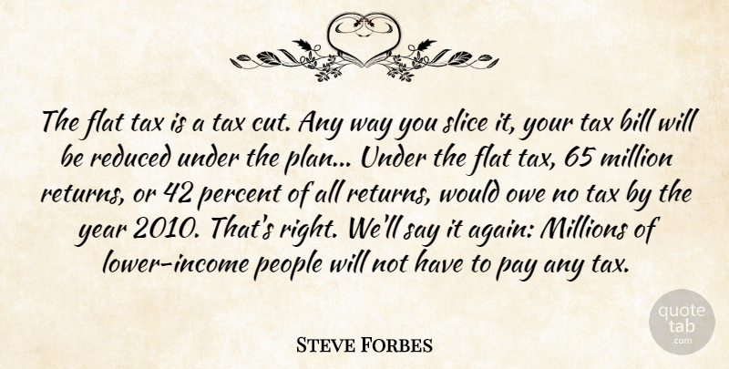 Steve Forbes Quote About Bill, Flat, Million, Millions, Owe: The Flat Tax Is A...
