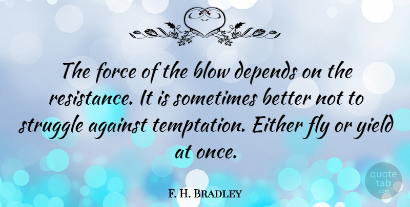 F. H. Bradley Quote About Struggle, Blow, Yield: The Force Of The Blow...