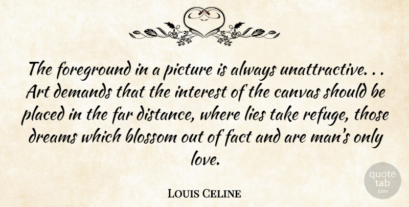 Louis Celine Quote About Art, Blossom, Canvas, Demands, Dreams: The Foreground In A Picture...