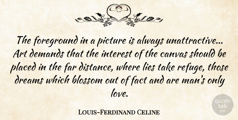Louis-Ferdinand Celine Quote About Dream, Art, Distance: The Foreground In A Picture...