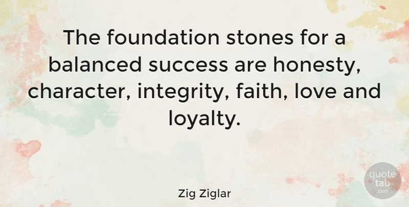 Zig Ziglar Quote About Success, Loyalty, Honesty: The Foundation Stones For A...