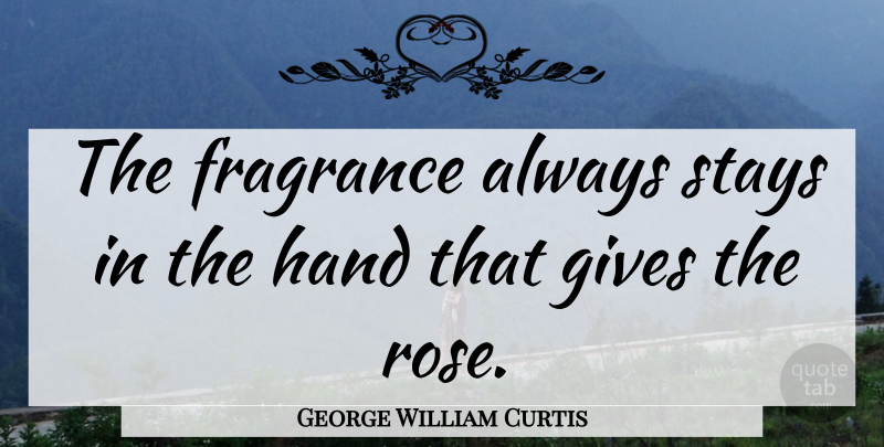George William Curtis Quote About Motivational, Peace, Kindness: The Fragrance Always Stays In...