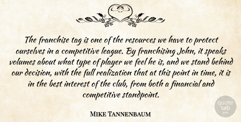 Mike Tannenbaum Quote About Behind, Best, Both, Financial, Franchise: The Franchise Tag Is One...