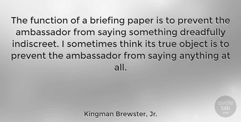 Kingman Brewster, Jr. Quote About Thinking, Paper, Ambassadors: The Function Of A Briefing...