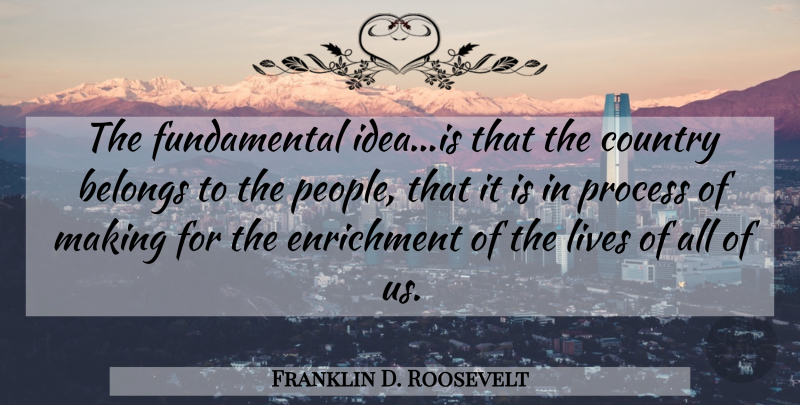 Franklin D. Roosevelt Quote About Country, Ideas, People: The Fundamental Ideais That The...