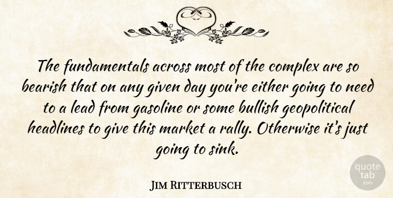 Jim Ritterbusch Quote About Across, Bullish, Complex, Either, Gasoline: The Fundamentals Across Most Of...