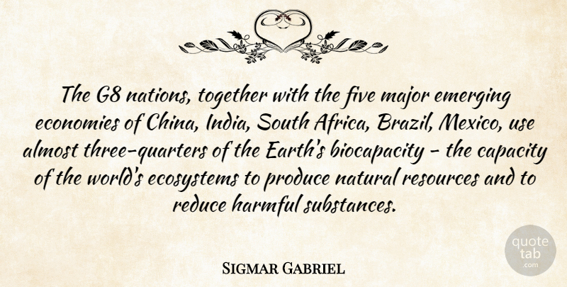 Sigmar Gabriel Quote About Ecosystems, Together, India: The G8 Nations Together With...