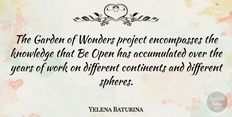 Yelena Baturina Quote About Continents, Knowledge, Open, Project, Wonders: The Garden Of Wonders Project...