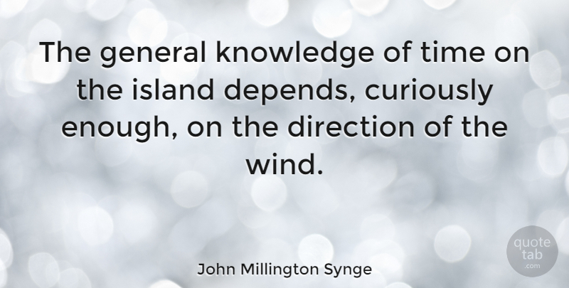 John Millington Synge Quote About Wind, Islands, Enough: The General Knowledge Of Time...