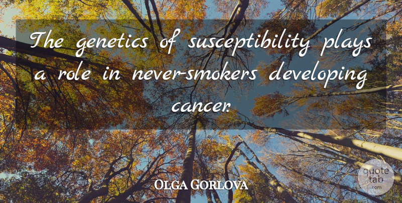 Olga Gorlova Quote About Developing, Genetics, Plays, Role: The Genetics Of Susceptibility Plays...