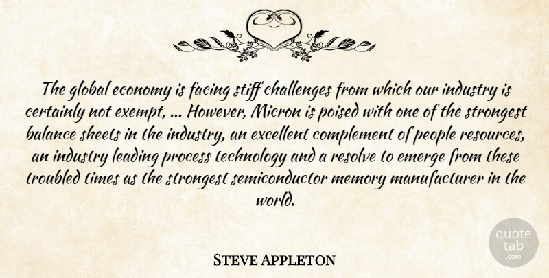 Steve Appleton Quote About Balance, Certainly, Challenges, Complement, Economy: The Global Economy Is Facing...