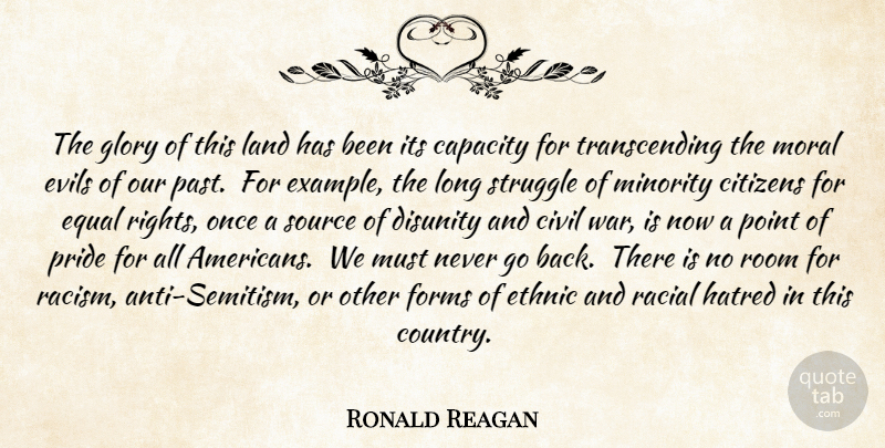 Ronald Reagan Quote About Country, War, Struggle: The Glory Of This Land...
