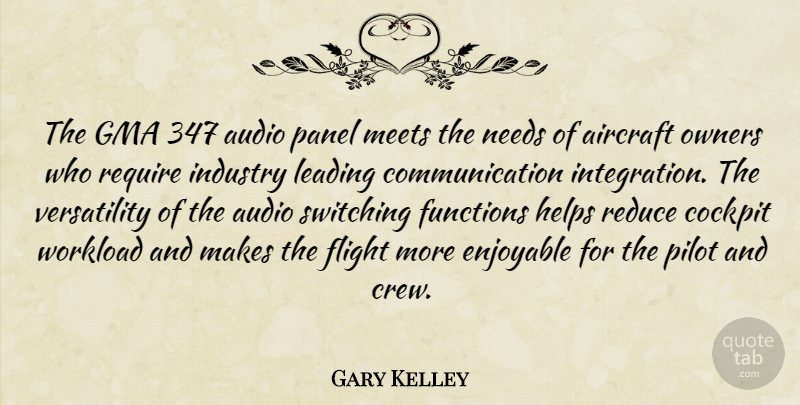 Gary Kelley Quote About Aircraft, Audio, Cockpit, Communication, Enjoyable: The Gma 347 Audio Panel...