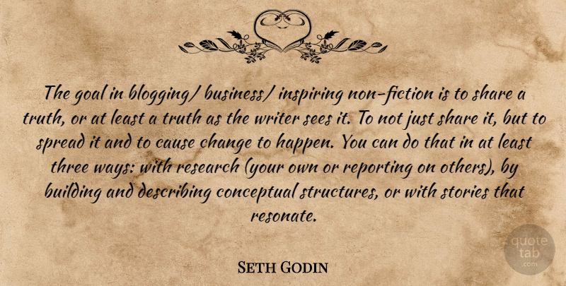 Seth Godin Quote About Goal, Three, Fiction: The Goal In Blogging Business...