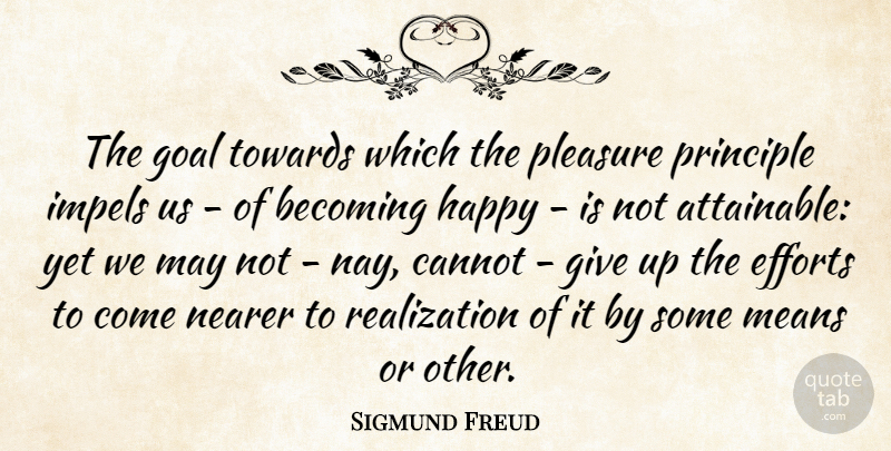 Sigmund Freud Quote About Giving Up, Mean, Goal: The Goal Towards Which The...