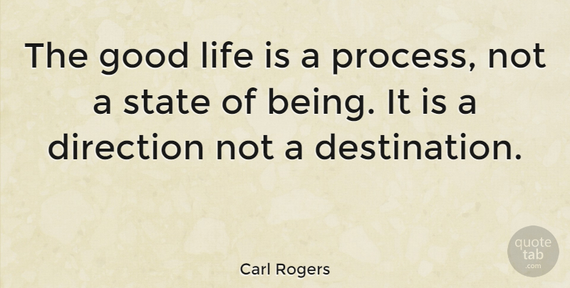 Carl Rogers Quote About Inspirational, Life, Journey: The Good Life Is A...