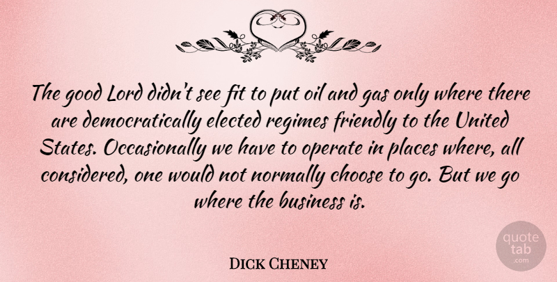 Dick Cheney Quote About Oil, Friendly, United States: The Good Lord Didnt See...