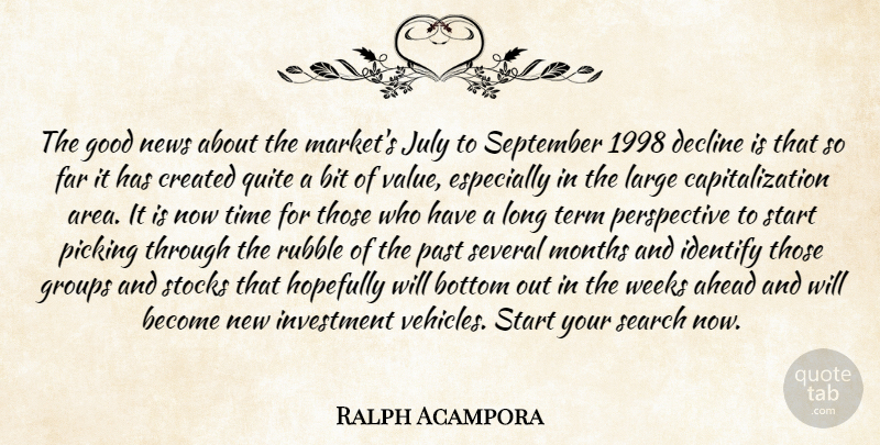 Ralph Acampora Quote About Ahead, Bit, Bottom, Created, Decline: The Good News About The...
