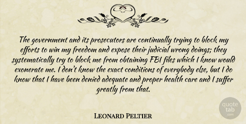 Leonard Peltier Quote About Block, Winning, Government: The Government And Its Prosecutors...