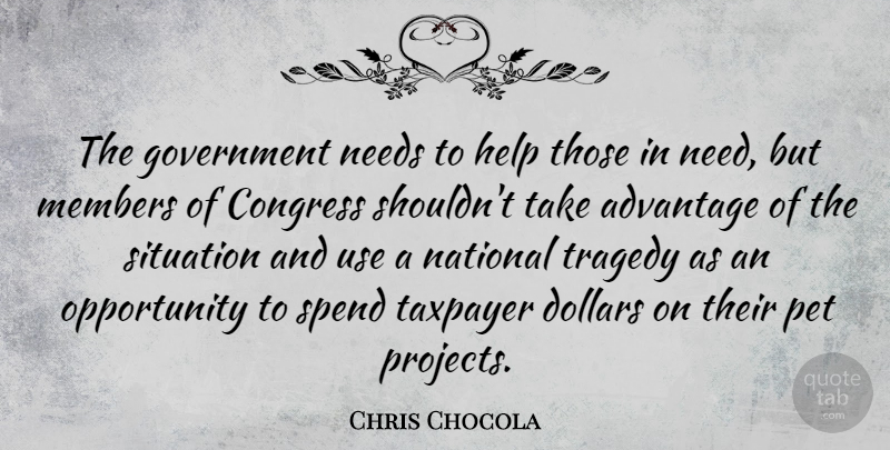 Chris Chocola Quote About Opportunity, Government, Pet: The Government Needs To Help...