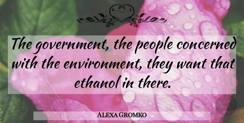 Alexa Gromko Quote About Concerned, Environment, Ethanol, People: The Government The People Concerned...