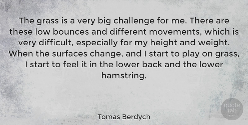 Tomas Berdych Quote About Change, Grass, Height, Low, Lower: The Grass Is A Very...