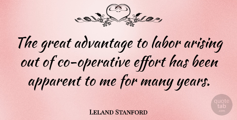 Leland Stanford Quote About Years, Effort, Advantage: The Great Advantage To Labor...