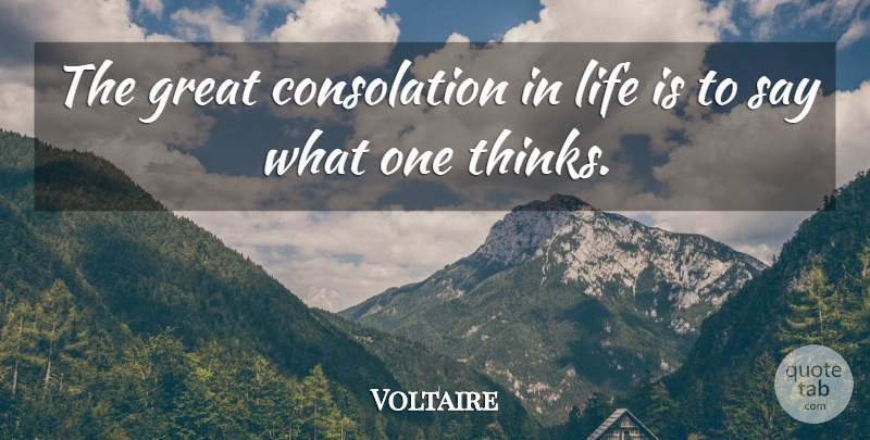 Voltaire Quote About Great, Life: The Great Consolation In Life...