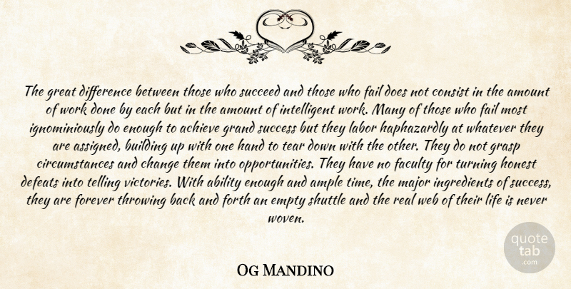 Og Mandino Quote About Inspirational, Intelligent, Differences: The Great Difference Between Those...