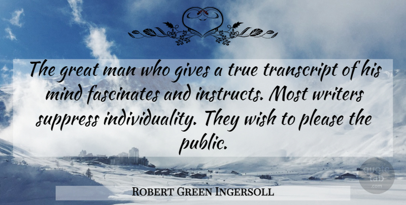 Robert Green Ingersoll Quote About Fascinates, Gives, Great, Man, Mind: The Great Man Who Gives...