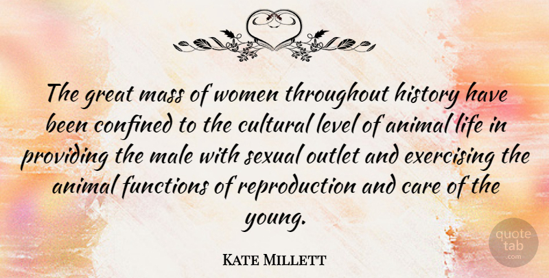 Kate Millett Quote About Women, Exercise, Animal: The Great Mass Of Women...
