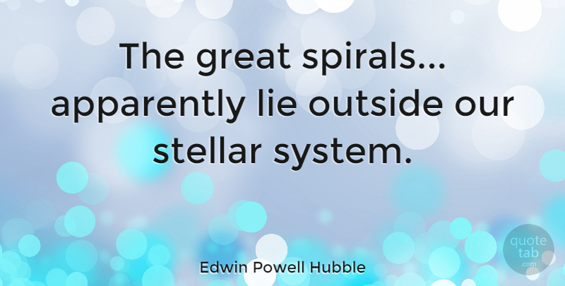 Edwin Powell Hubble Quote About Lying, Hubble Space Telescope, Spirals: The Great Spirals Apparently Lie...