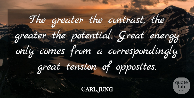 Carl Jung Quote About Opposites, Innovation, Potential Energy: The Greater The Contrast The...