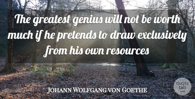 Johann Wolfgang von Goethe Quote About Inspirational, Genius, Resources: The Greatest Genius Will Not...