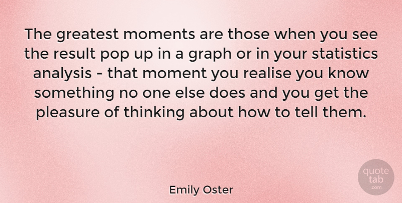 Emily Oster Quote About Analysis, Graph, Moments, Pleasure, Pop: The Greatest Moments Are Those...
