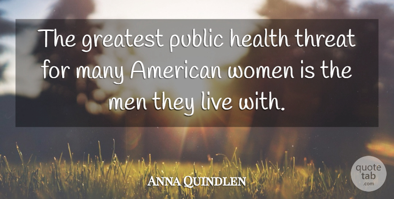 Anna Quindlen Quote About Health, Men, Usa: The Greatest Public Health Threat...