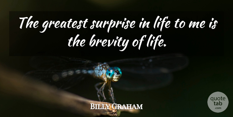 Billy Graham Quote About Surprise, Surprise In Life, Brevity Of Life: The Greatest Surprise In Life...