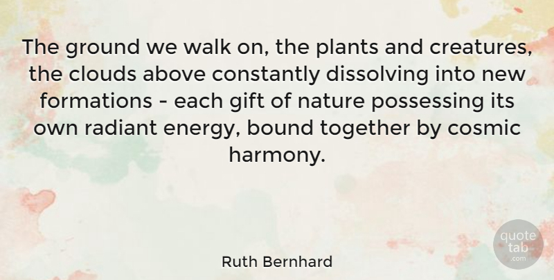 Ruth Bernhard Quote About Nature, Clouds, Together: The Ground We Walk On...