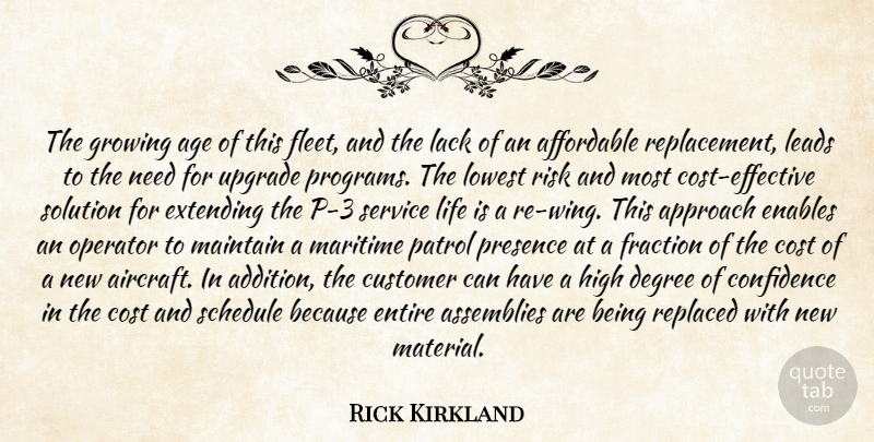 Rick Kirkland Quote About Affordable, Age, Age And Aging, Approach, Assemblies: The Growing Age Of This...